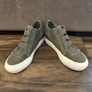 Blowfish Olive Wedge Sneakers with White Soles